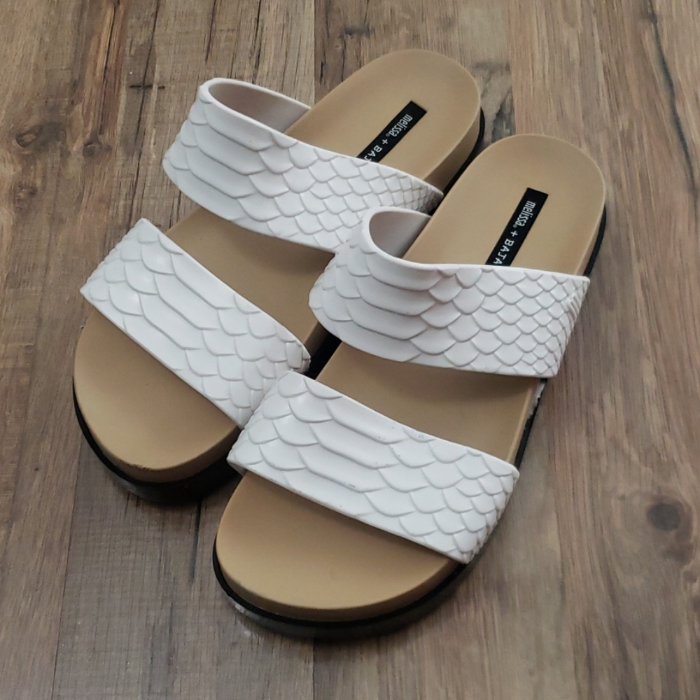 Melissa baja east white python sandals sz 6
